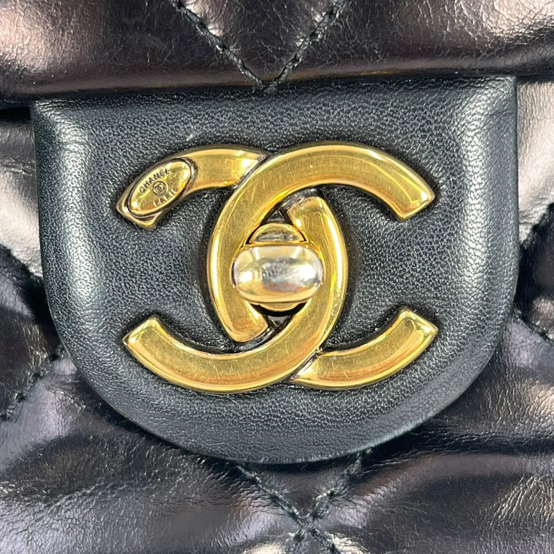 CHANEL Matelasse Top Handle Hand Bag Chain Shoulder Bag - Black