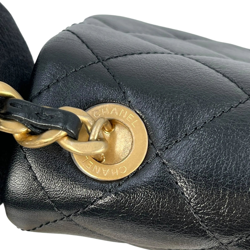 CHANEL Matelasse Lambskin Pearl Chain Shoulder Bag - Black