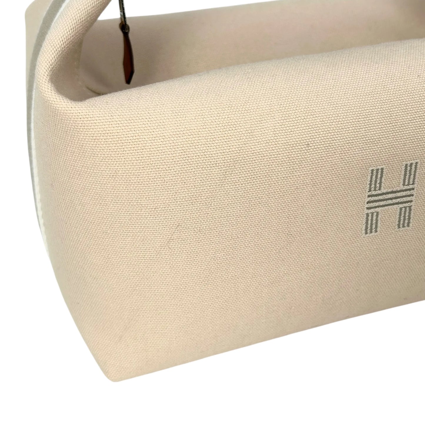HERMES Bridesmaid Black GM Cotton Canvas Pouch - Beige