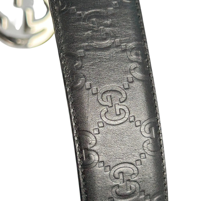GUCCI Guccissima GG Logo Leather Belt - Black 