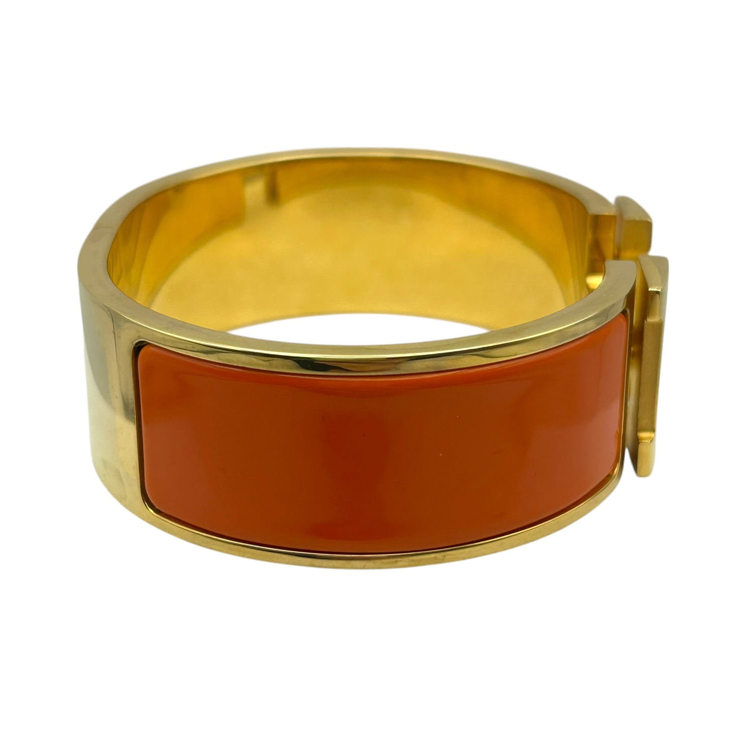 HERMES Clic Clac H Enamel Bracelet GM Orange
