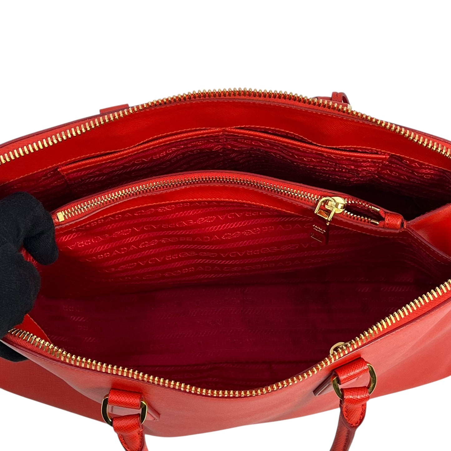 PRADA Galleria Saffiano Leather Hand Bag - Red