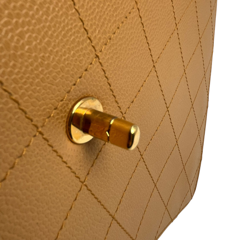 CHANEL Matelasse 30 Caviar Skin Gold Hardware Shoulder Bag - Beige Brown