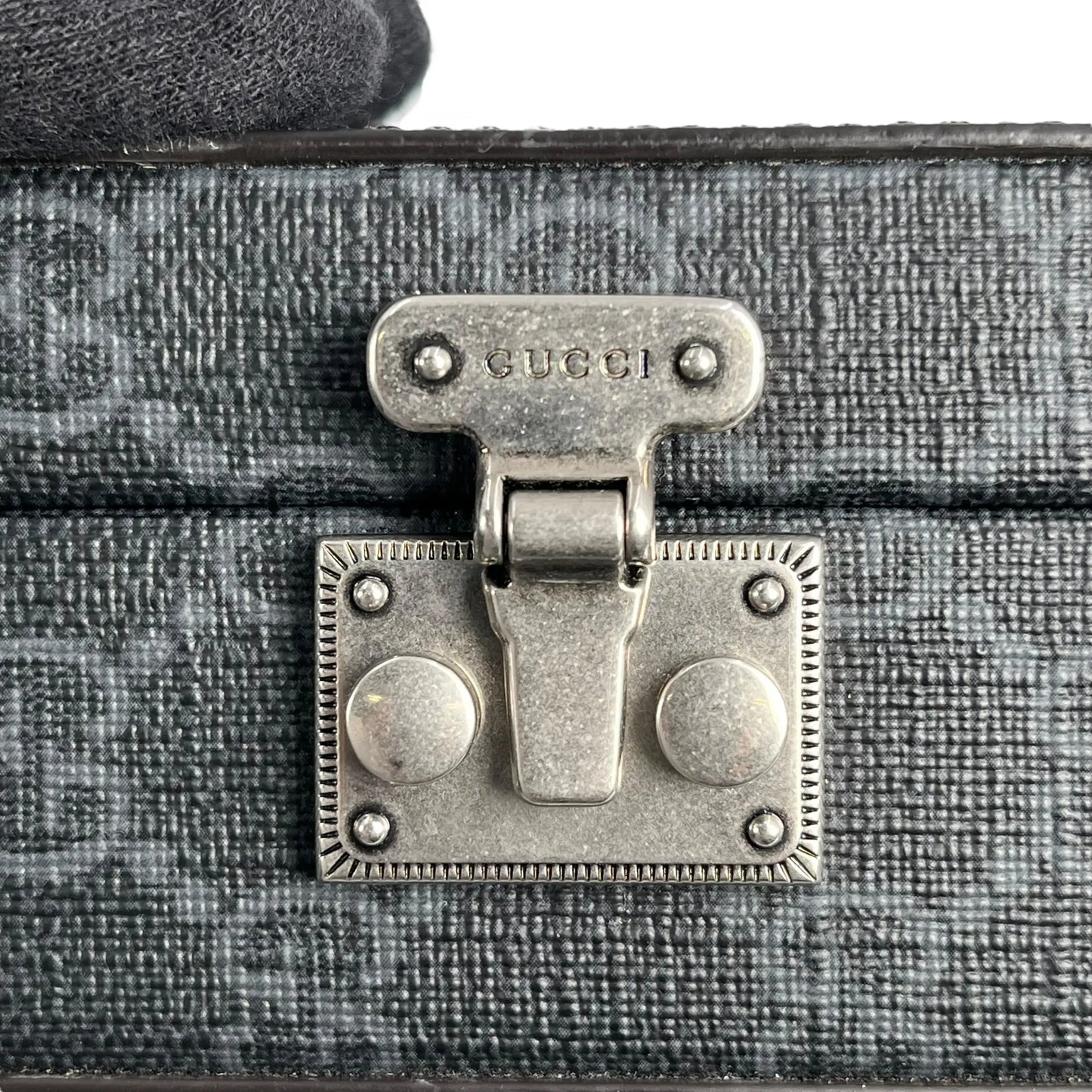 GUCCI GG Supreme Small Faux Leather Cross Body Bag - Gray