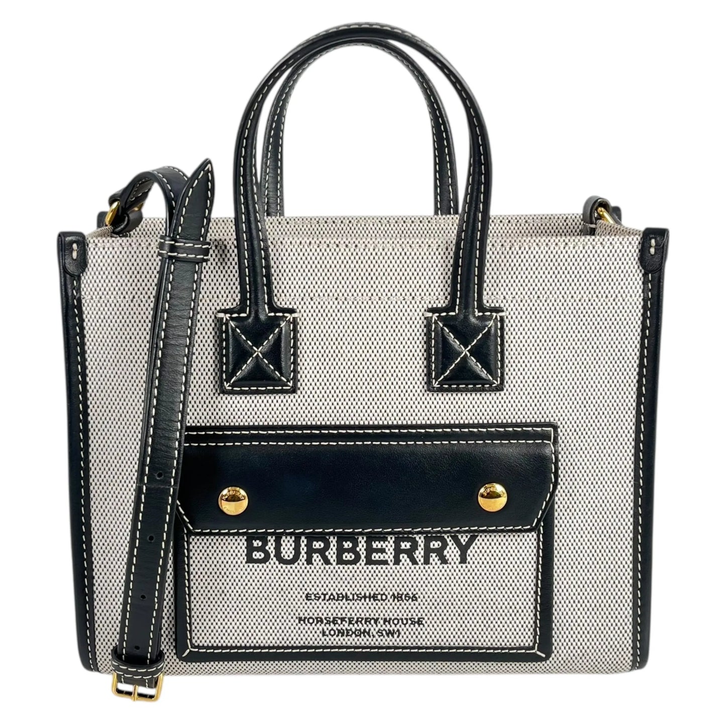 BURBERRY Mini Freya Tote Hand Bag Shoulder Bag - Black