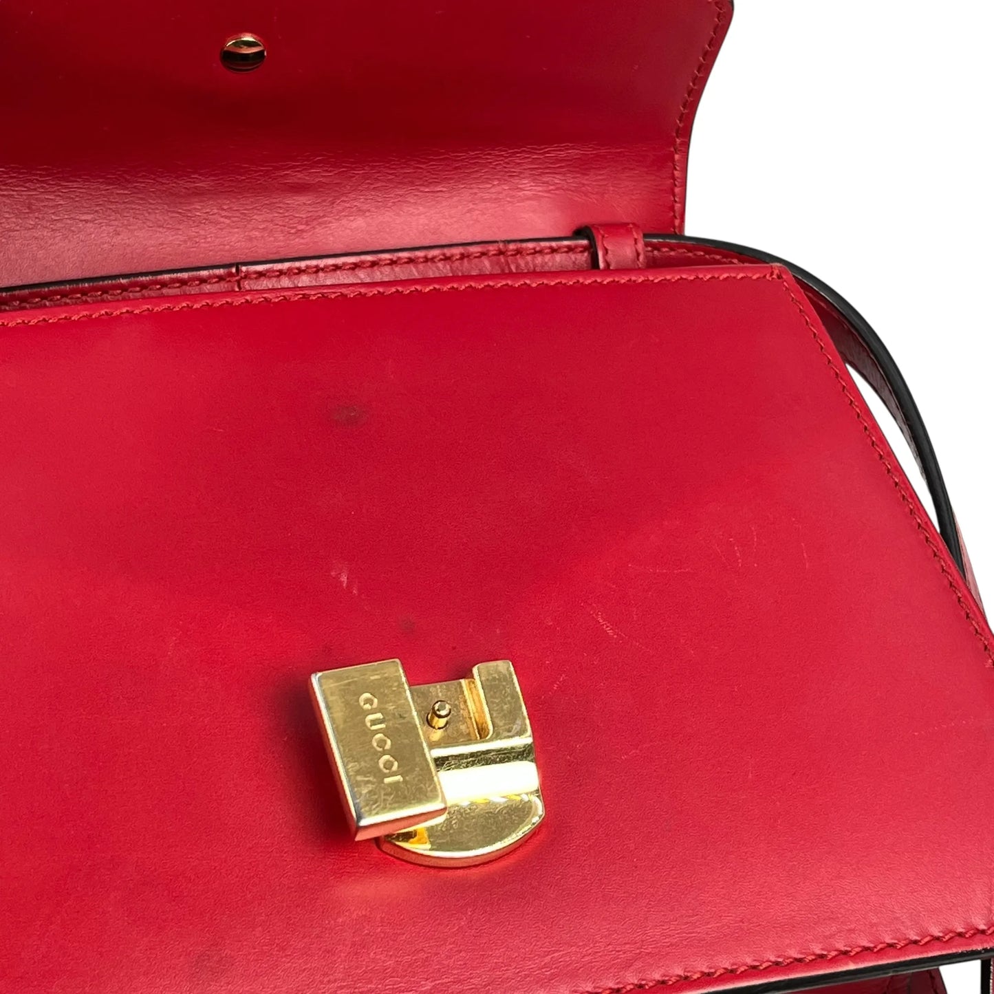 GUCCI Sylvie Chain Mini Hand Bag Shoulder Bag - Red