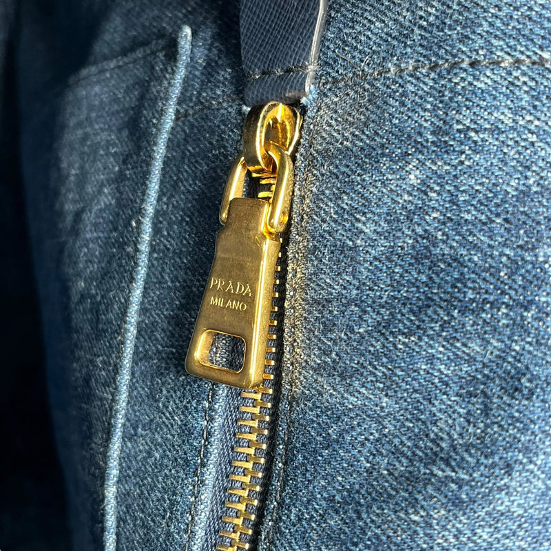 PRADA Canapa Denim Tote Bag Hand Bag - Blue