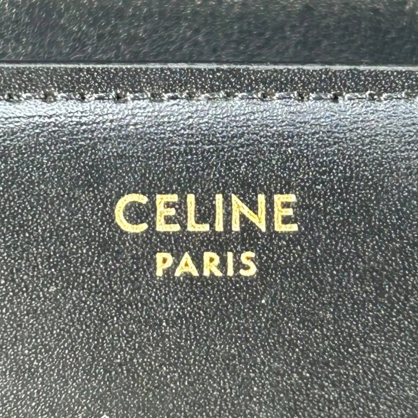 CELINE Triomphe Calfskin Compact Wallet - Black 