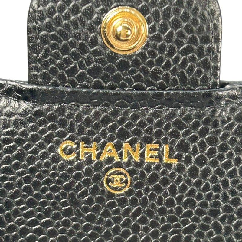 CHANEL Matelassé Caviar Leather Classic Flap Compact Wallet - Black 