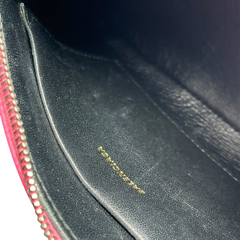 BALENCIAGA Ville Logo Leather Pouch Clutch Bag - Pink