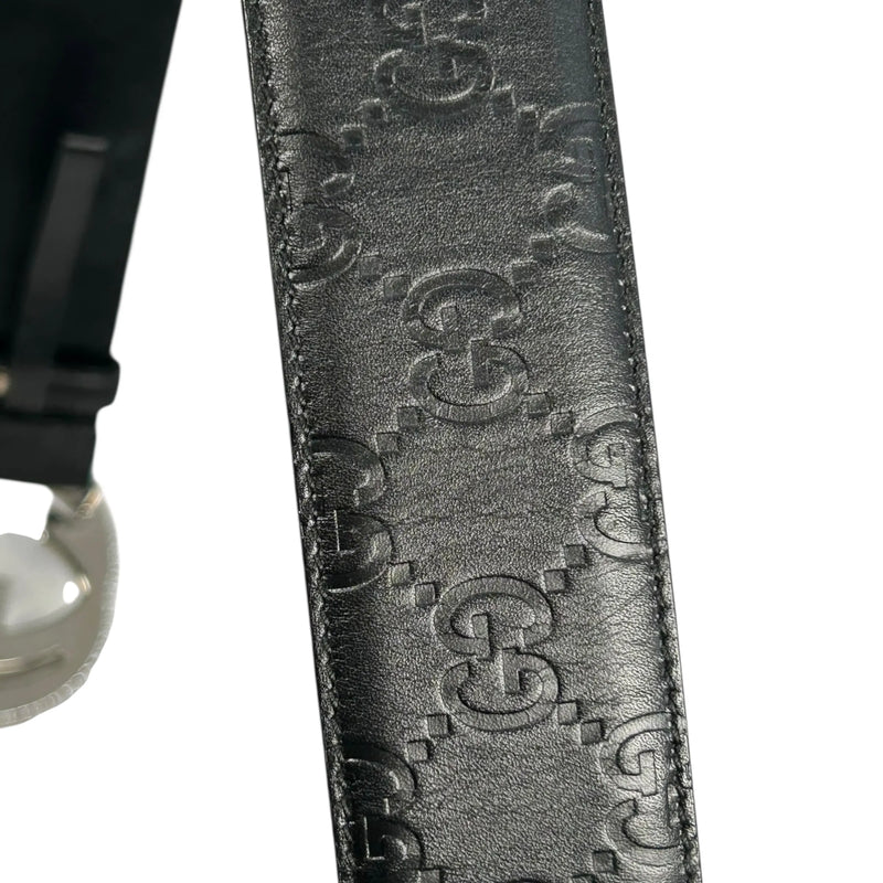GUCCI Guccissima GG Logo Leather Belt - Black 