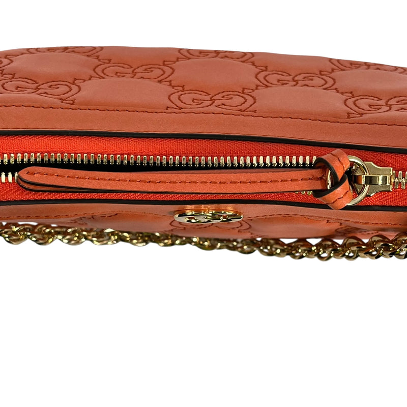 GUCCI GG Matelasse Small Shoulder Bag/Handbag - Orange 