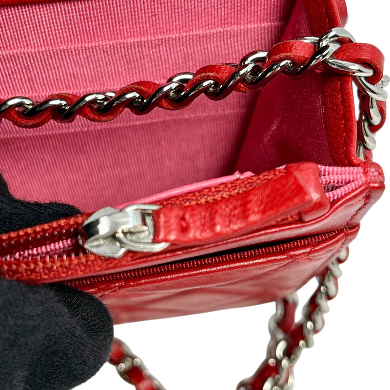 CHANEL Matelasse Chain Wallet Shoulder Bag - Red