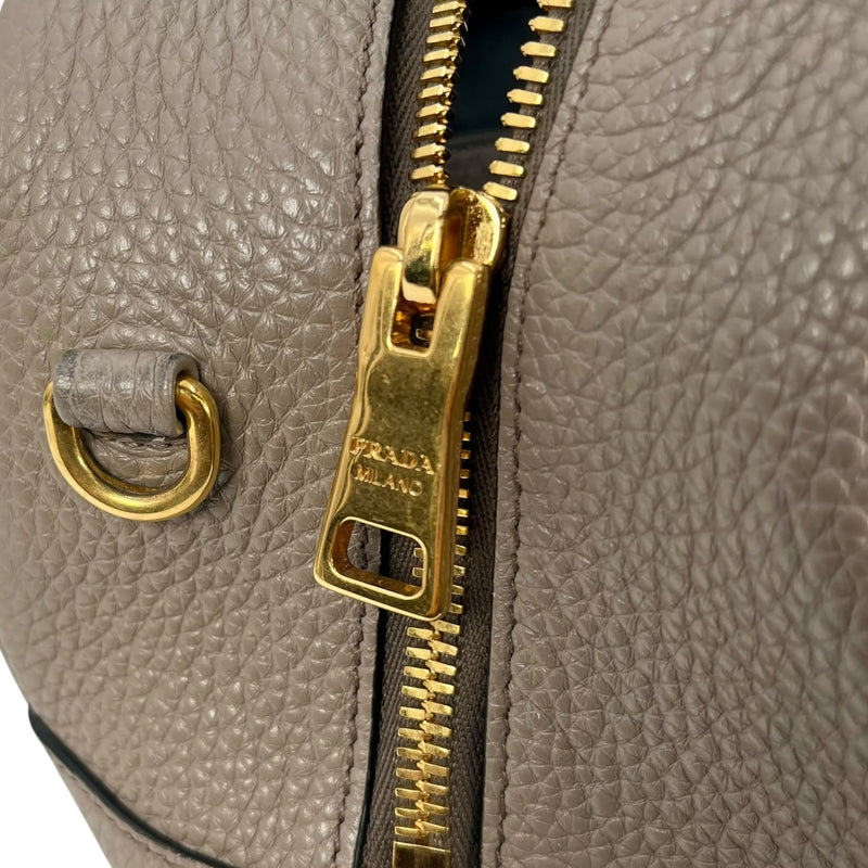PRADA Vitello Leather Hand Bag - Gray