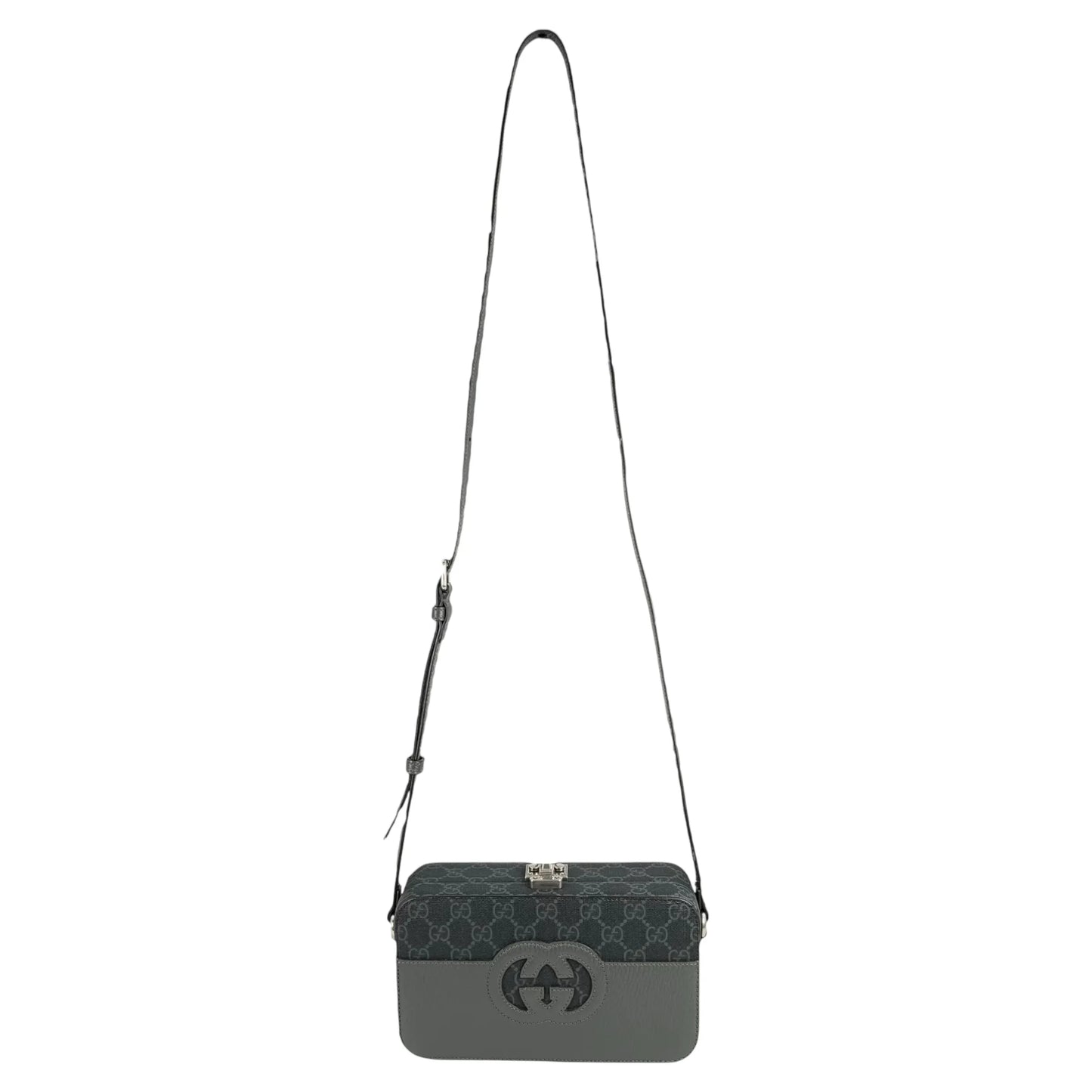 GUCCI GG Supreme Small Faux Leather Cross Body Bag - Gray