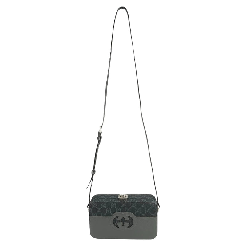 GUCCI GG Supreme Small Faux Leather Cross Body Bag - Gray
