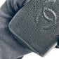 CHANEL CC Logo Caviarskin Zippy Card Case - Black