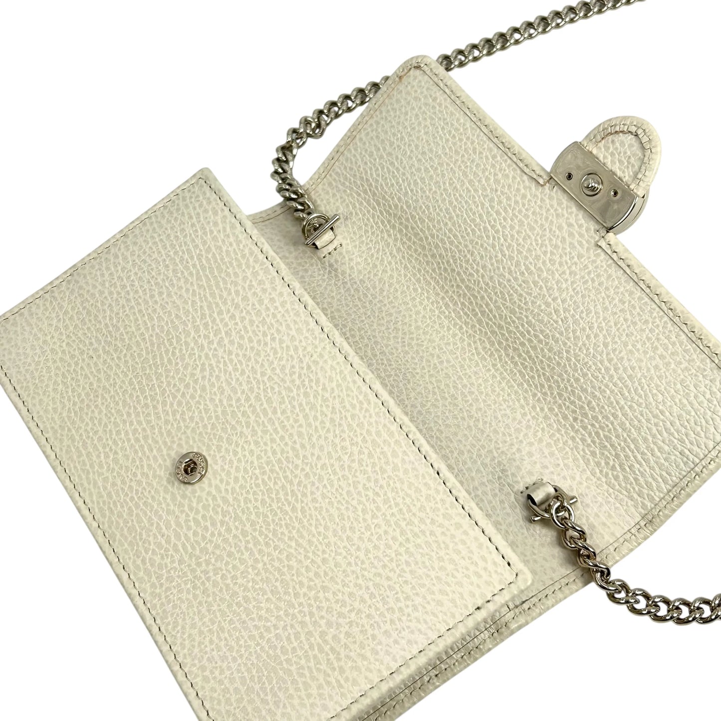 GUCCI Interrocking G Chain Wallet Shoulder Bag - Cream White