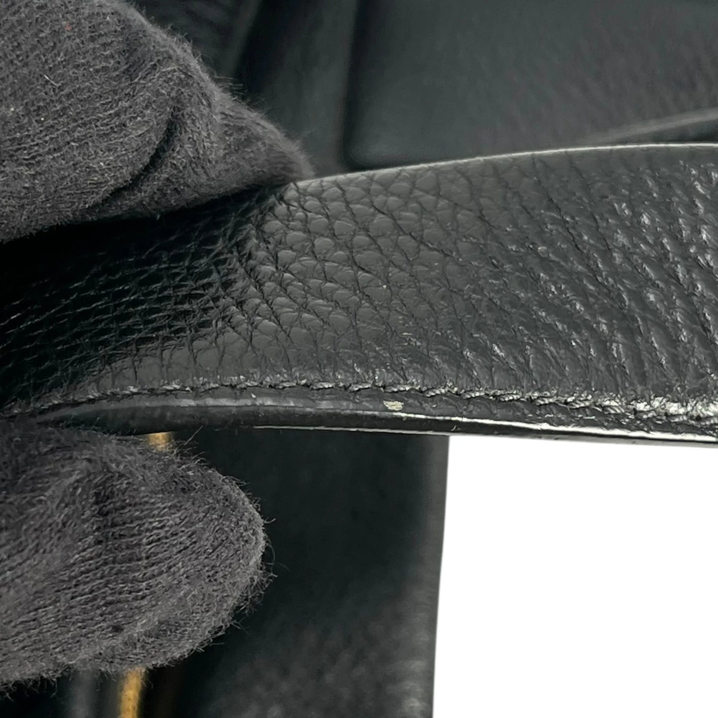 PRADA Punching Logo Hand Bag Leather - Black