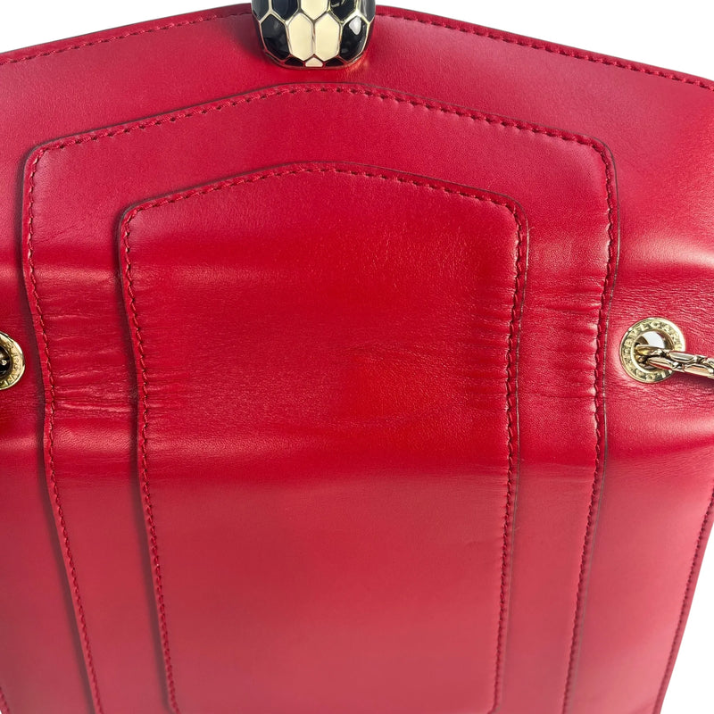 BVLGARI Serpenti Forever Crossbody Bag Chain Shouder Bag - Red