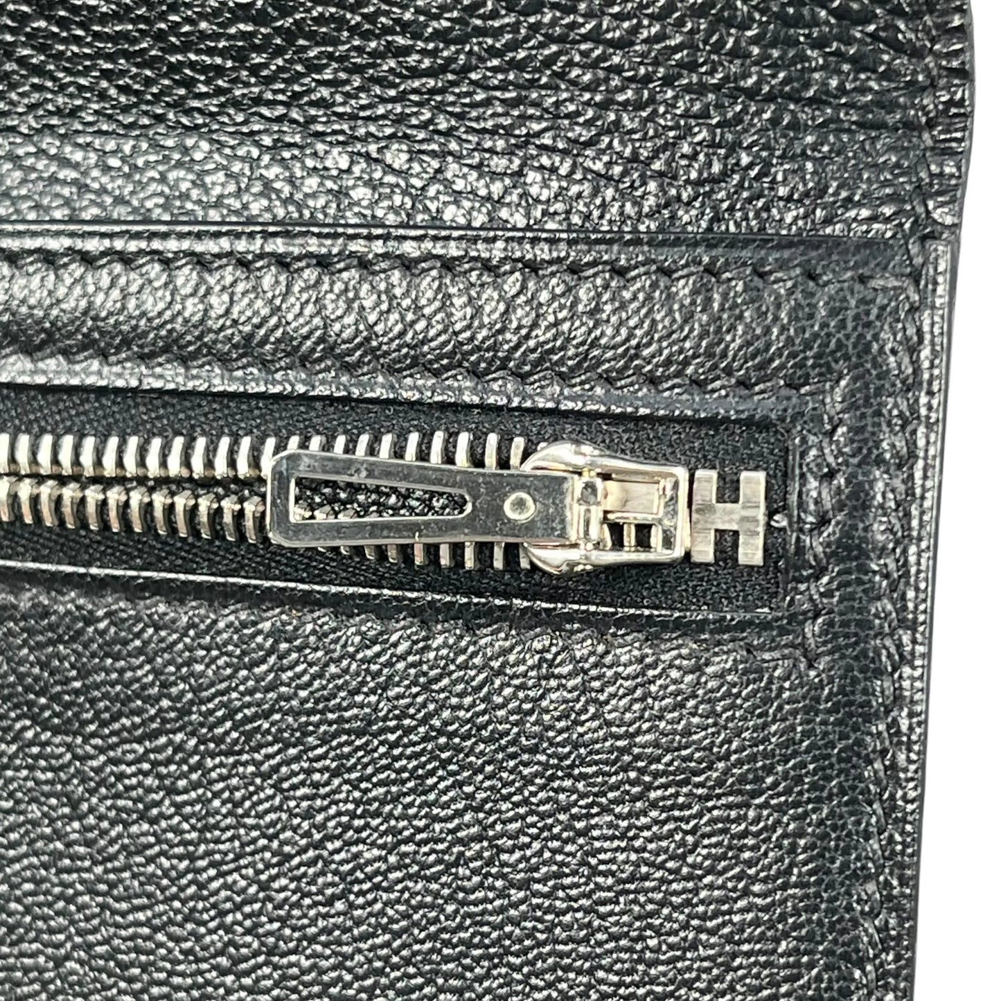 HERMES Bearn Soufflet Alligator Long Wallet - Black with J Stamp (2006) 