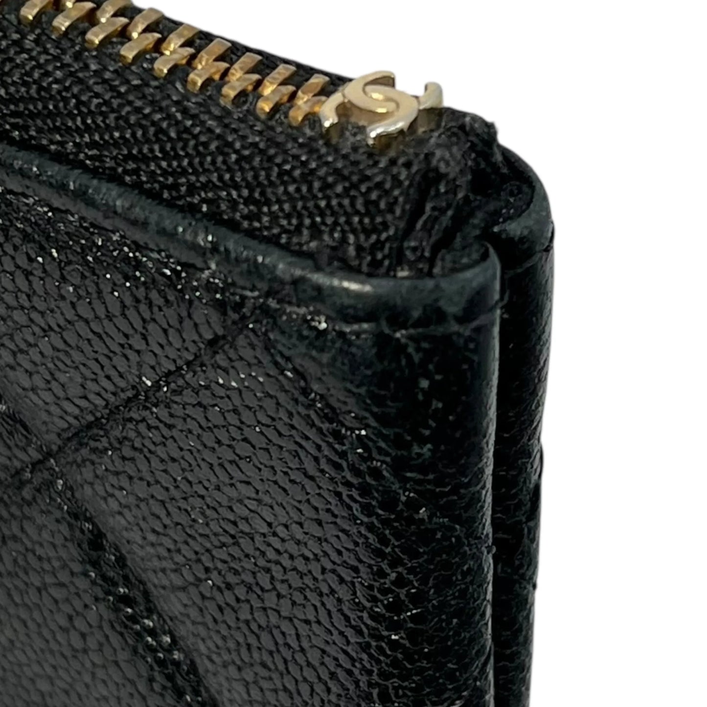 CHANEL Caviar Leather Classic Zip Coin Case - Black 