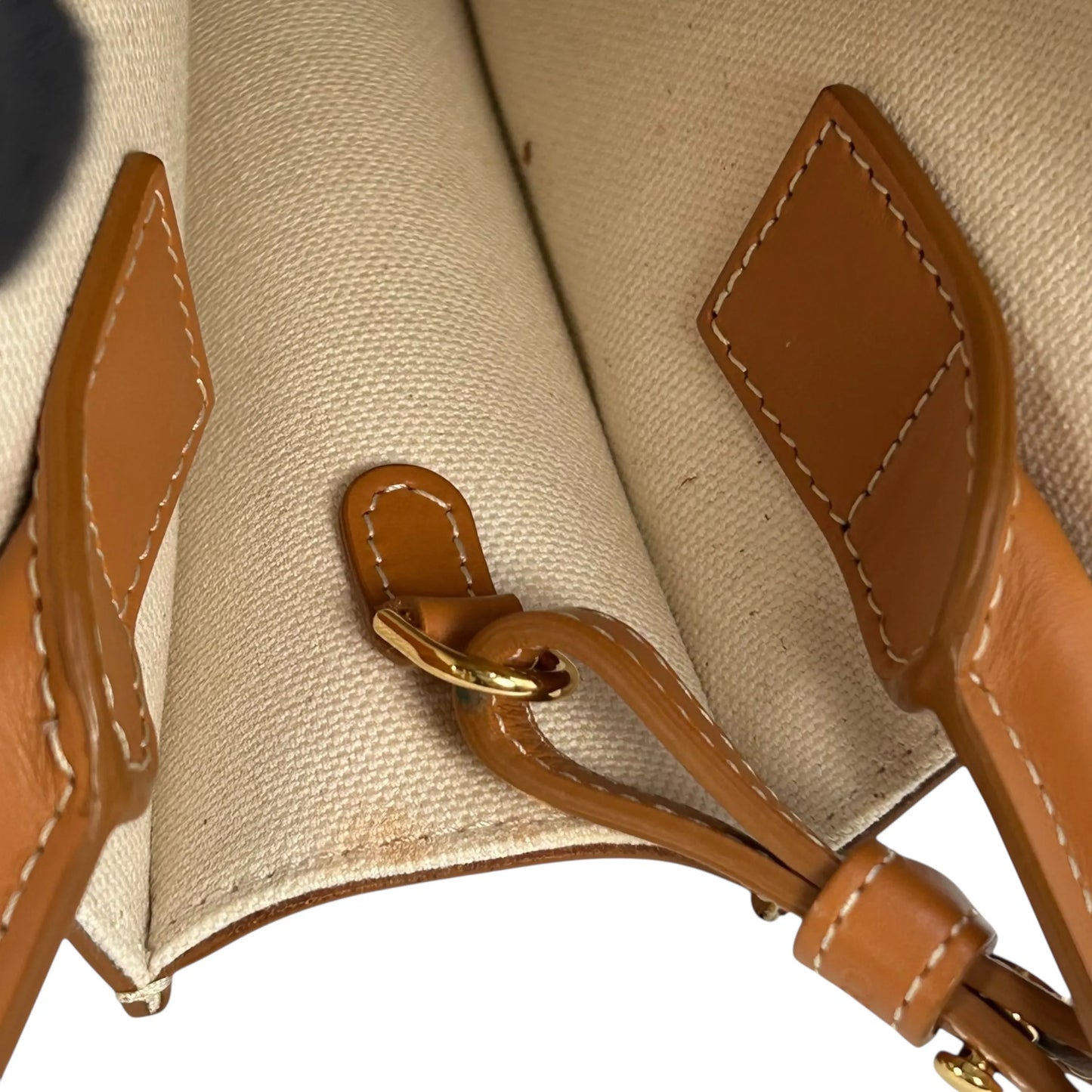 CELINE Mini Vertical Cabas Canvas Hand Bag Shoulder Bag - White