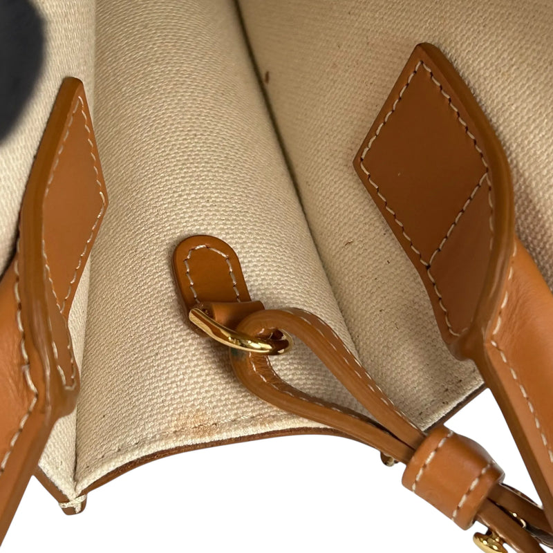 CELINE Mini Vertical Cabas Canvas Hand Bag Shoulder Bag - White