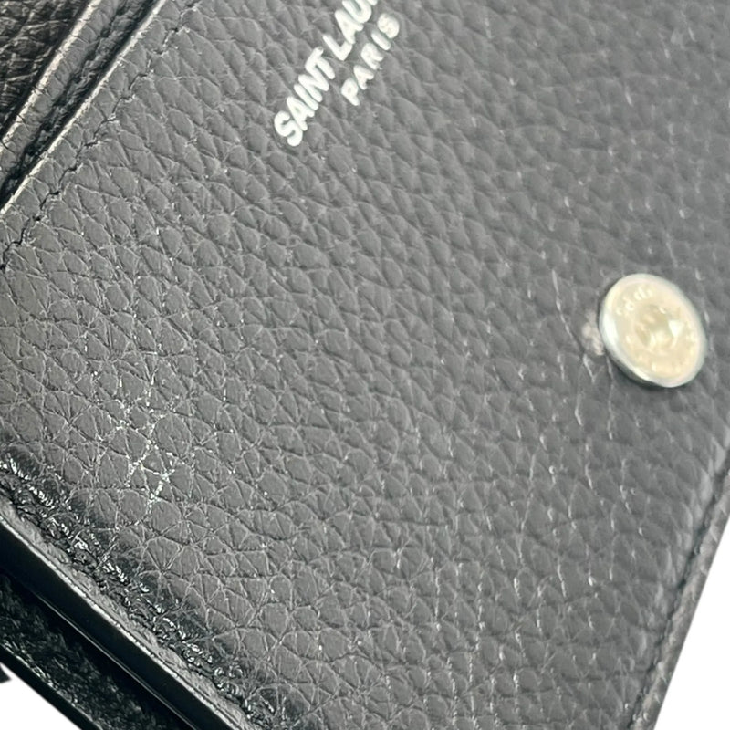 SAINT LAURENT Leather Card Case - Black 