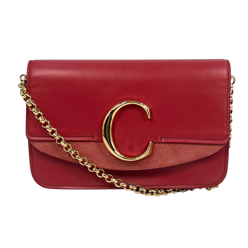 Chloé C Chain Shoulder Bag - Pink×Red