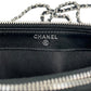 CHANEL Chevron Lambskin Chain Wallet - Black