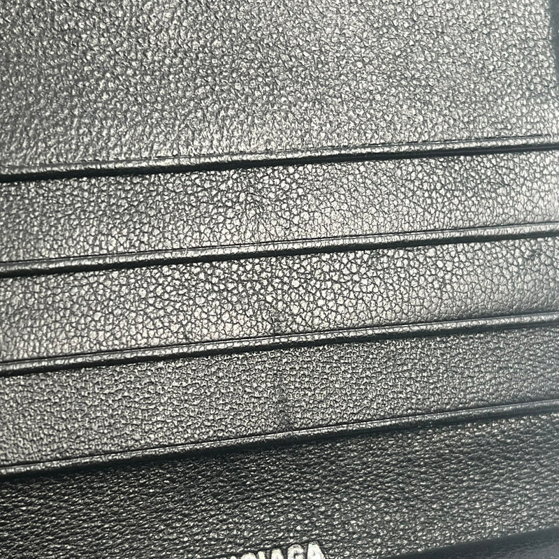 BALENCIAGA Classic Cash Leather Coin Purse Card Case Wallet - Black