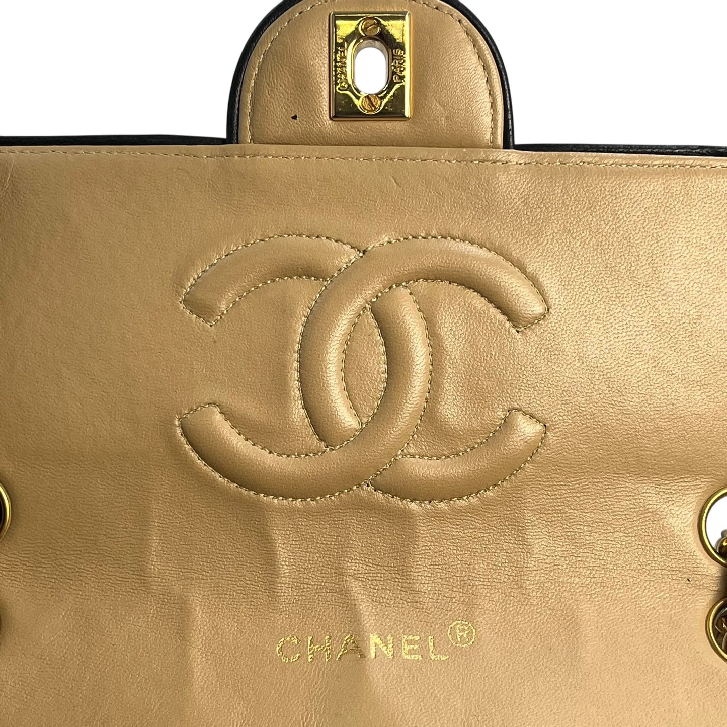 CHANEL 2.55 East West Matelasse Chain Shoulder Bag - Beige