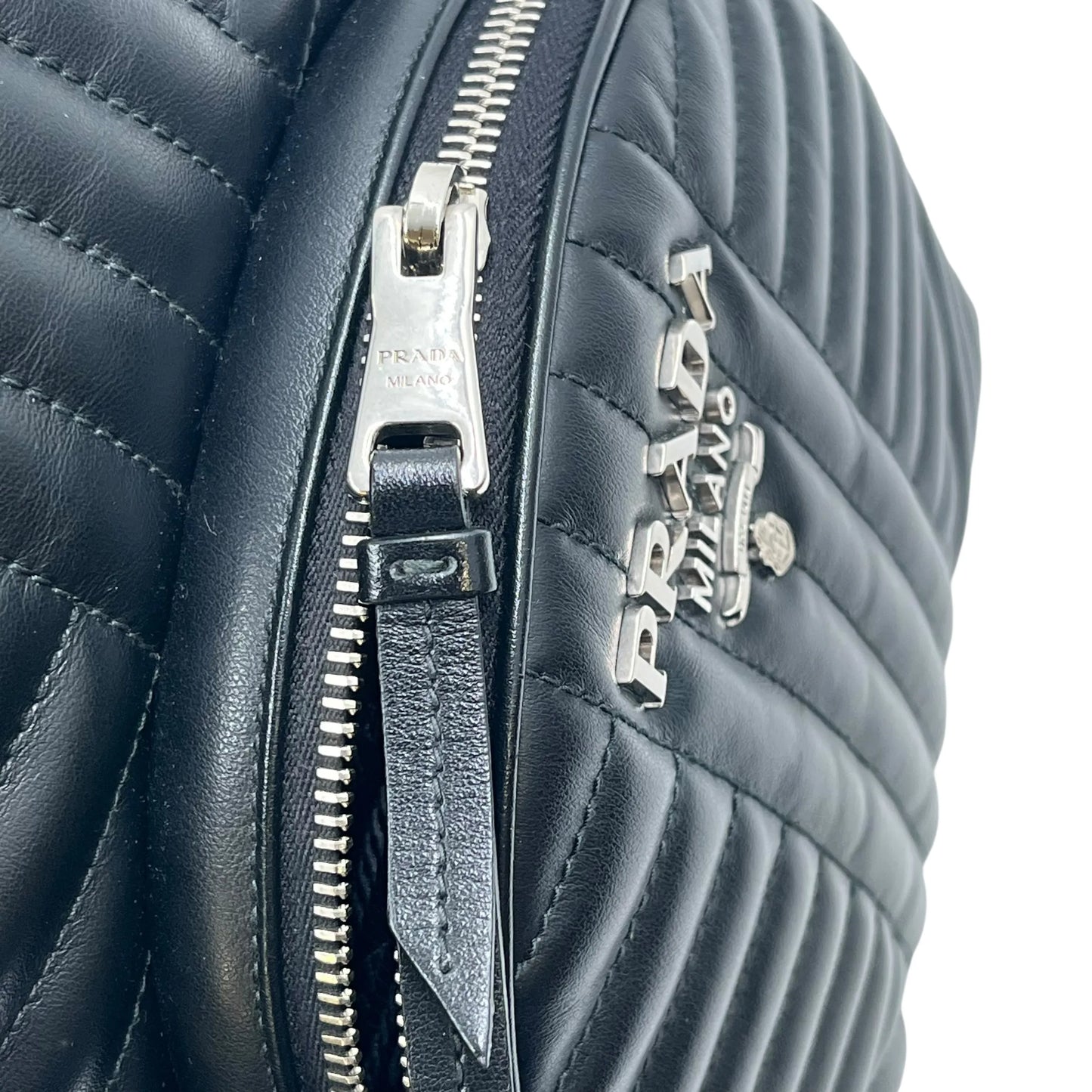 PRADA Diagramme Leather Backpack - Black