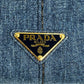 PRADA Canapa Denim Tote Bag Hand Bag - Blue