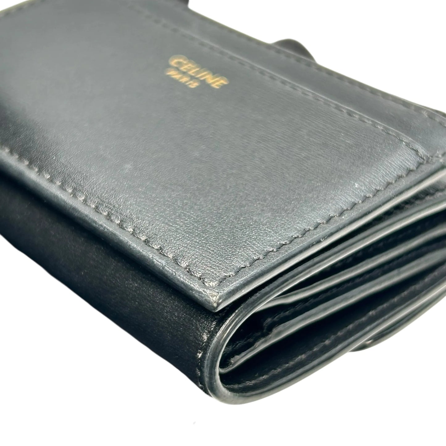 CELINE Compact Wallet With Coin Triomphe In Shiny Calfskin - Black