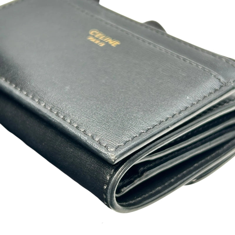 CELINE Compact Wallet With Coin Triomphe In Shiny Calfskin - Black