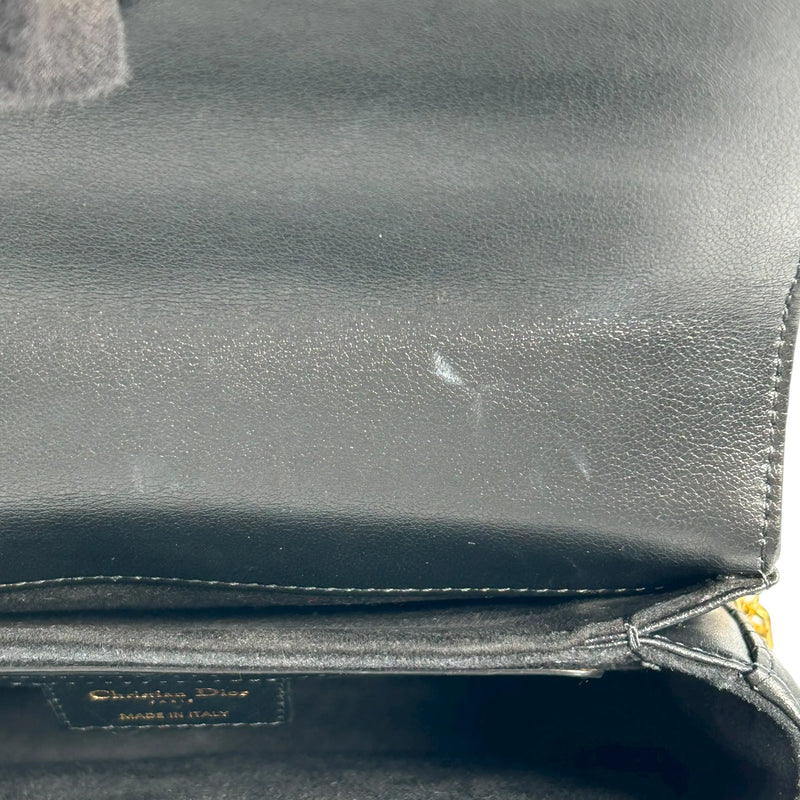 Christian Dior Jolie Top Handle Bag Calfskin Hand Bag Shoulder Bag - Black