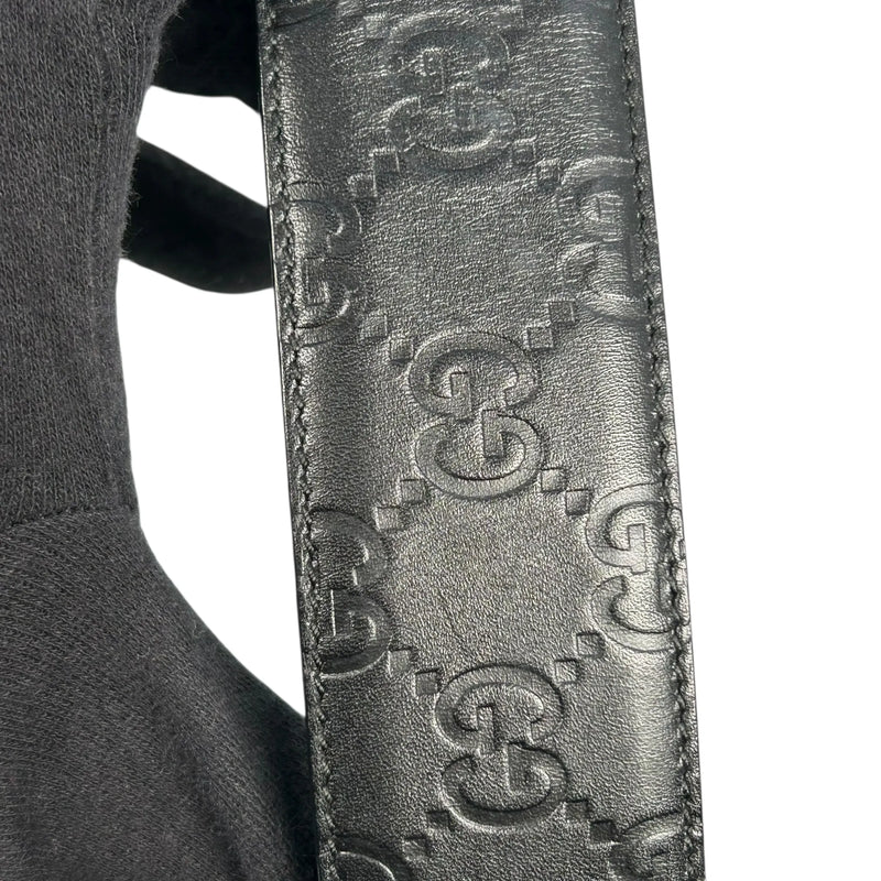 GUCCI Guccissima GG Logo Leather Belt - Black 