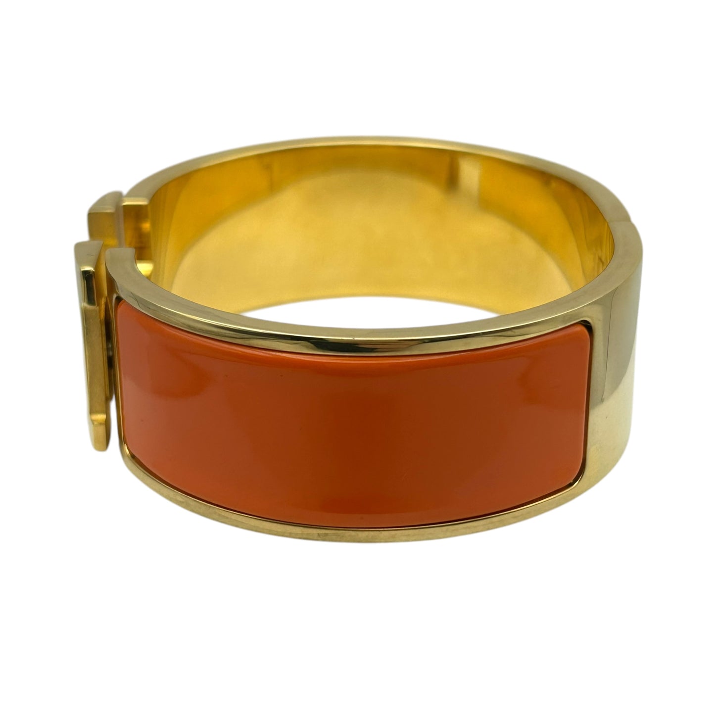 HERMES Clic Clac H Enamel Bracelet GM Orange