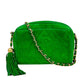 CHANEL Fringed Charm Chain Shoulder Green