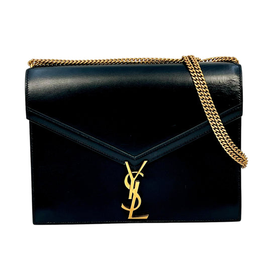 Salnt Laurent Cassandra Leather Chain Shoulder Bag Black