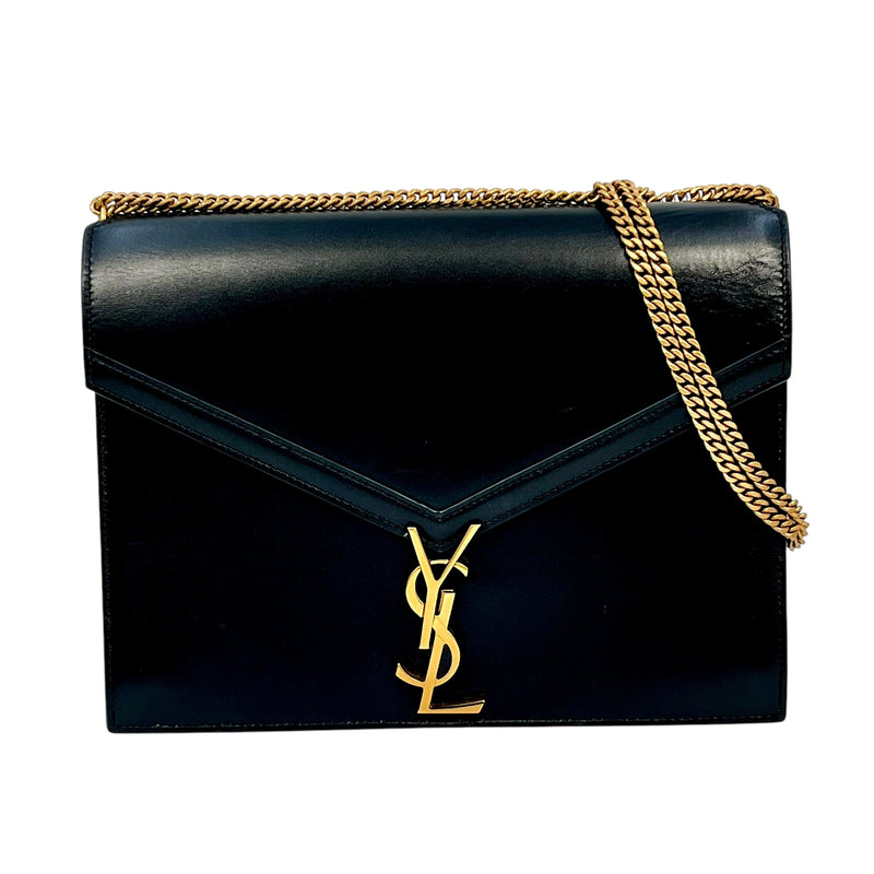 Saint Laurent Cassandra Leather Chain Shoulder Bag Black