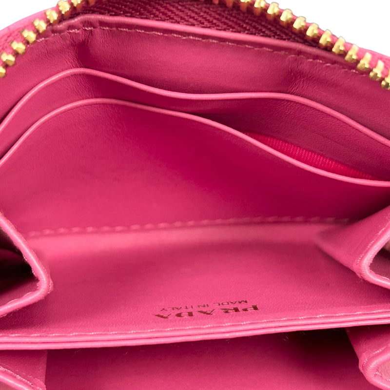 PRADA Round Zip Compact Wallet Coin Purse - Pink