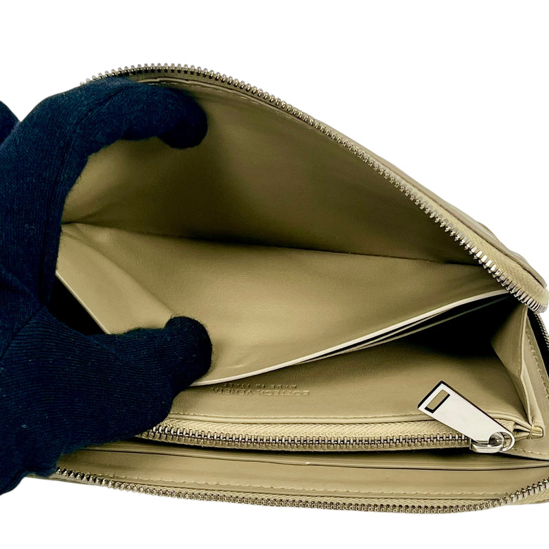 Bottega Veneta Maxi Intrecciato Zip Around Long Wallet - Beige
