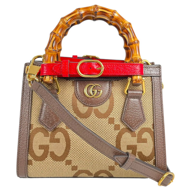 GUCCI Diana GG Bamboo Mini Hand Bag - Brown