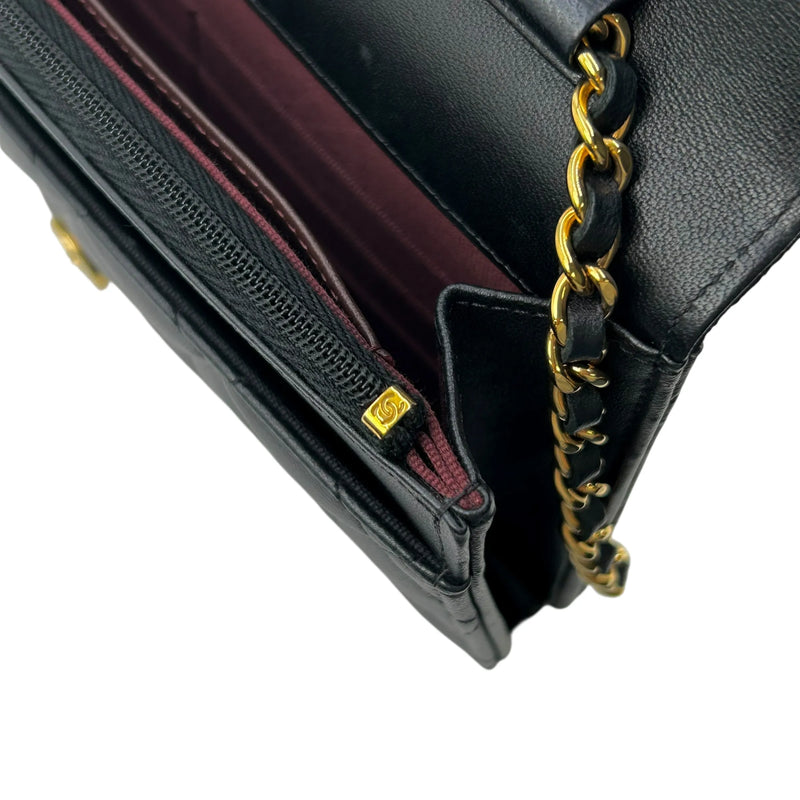 CHANEL Materasse Lambskin Chain Wallet Shoulder Bag - Black