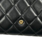 CHANEL CC Logo Lambskin Long Wallet - Black