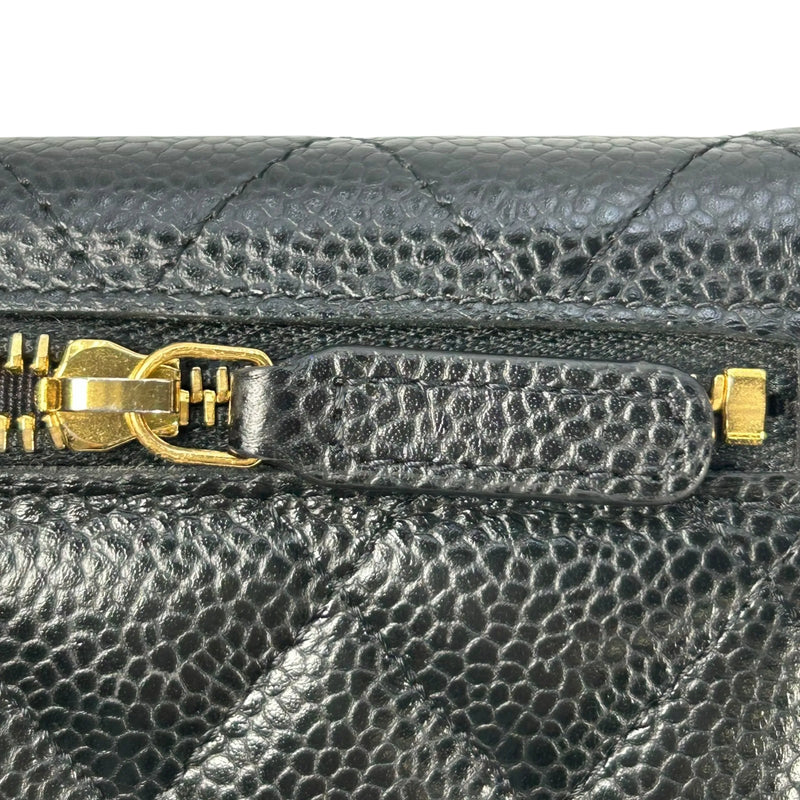 CHANEL Matelassé Caviar Leather Classic Flap Compact Wallet - Black 