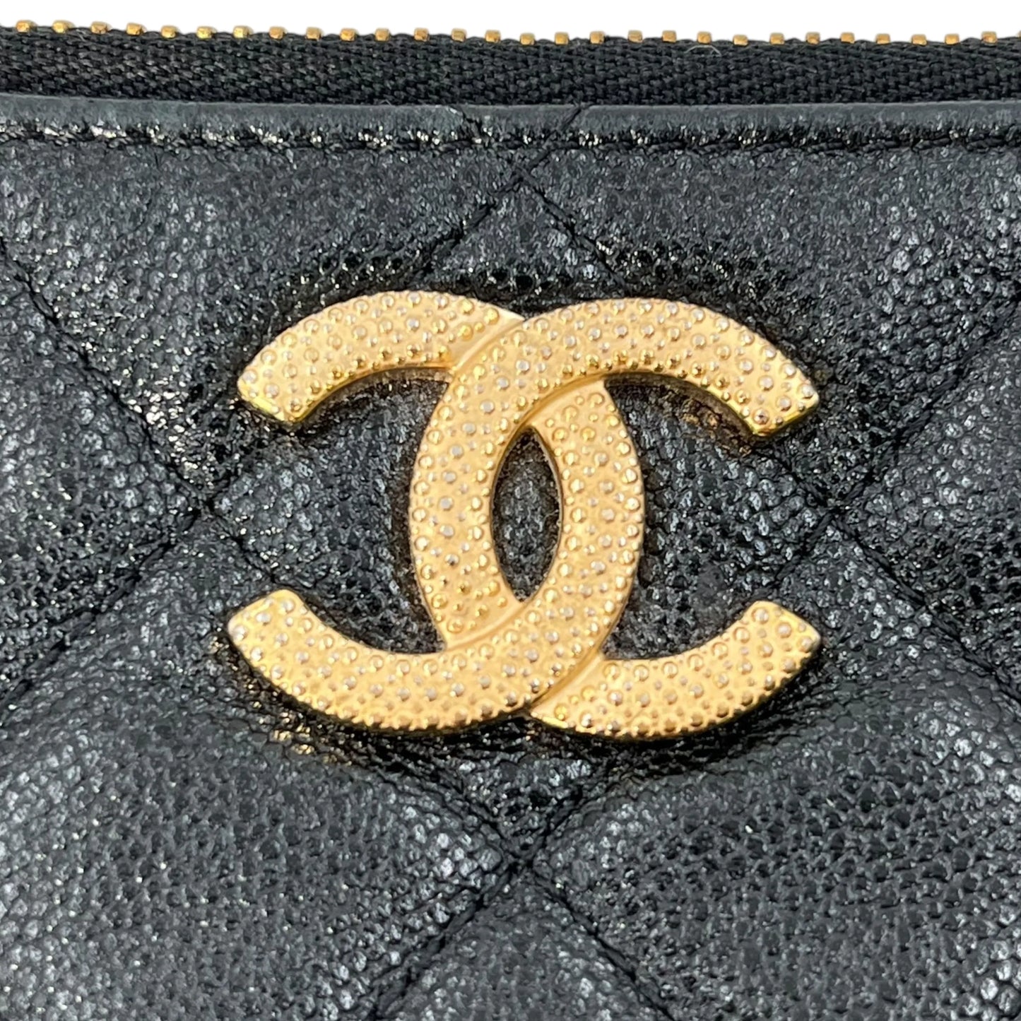 CHANEL Caviar Leather Classic Zip Coin Case - Black 